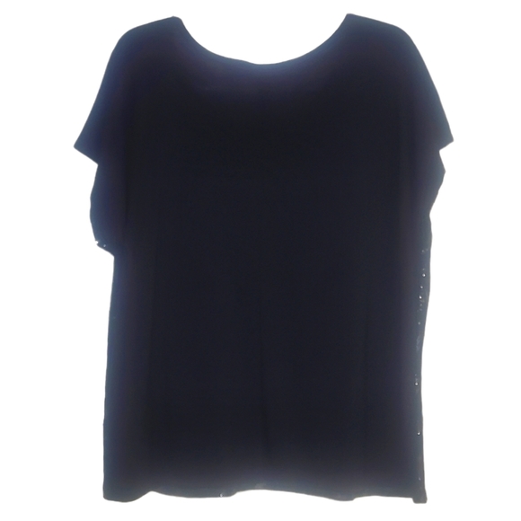 Fashion Bug Sequined Black/Black Short Sleeve Top XL - Picture 2 of 9